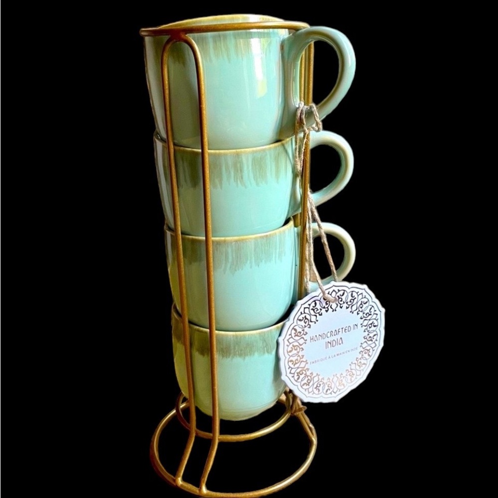 ☕️Demitasse Set with Holder! NWT! Beautiful colors!